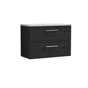 Nuie Arno 800mm Charcoal Black 2 Drawer worktop vanity unit with Bellato Grey Worktop