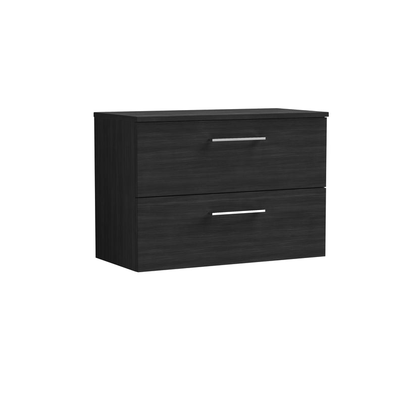 Nuie Arno 800mm Charcoal Black 2 Drawer worktop vanity unit with Co-ordinating Worktop