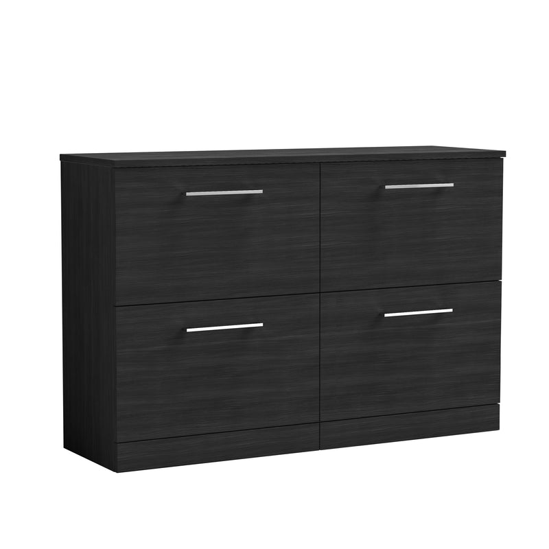 Nuie Arno 1200mm Charcoal Black 4 Drawer floor standing worktop vanity unit