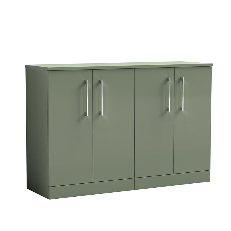 Nuie Arno 1200mm Satin Green 2 Door floor standing worktop vanity unit