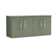Nuie Arno 1200mm Satin Green 4 Door worktop vanity unit with Co-ordinating Worktop