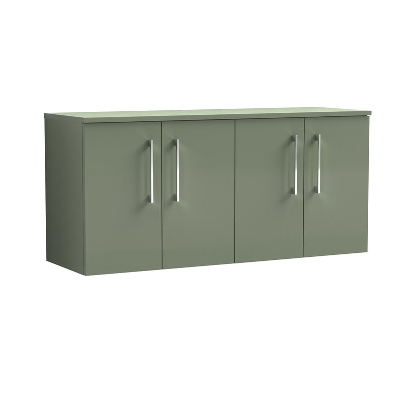 Nuie Arno 1200mm Satin Green 4 Door worktop vanity unit with Co-ordinating Worktop