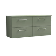 Nuie Arno 1200mm Satin Green 4 Drawer worktop vanity unit with Co-ordinating Worktop