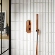 Nuie Arvan Twin Concealed Thermostatic Shower Valve 1 Outlet Brushed Bronze lifestyle image 1