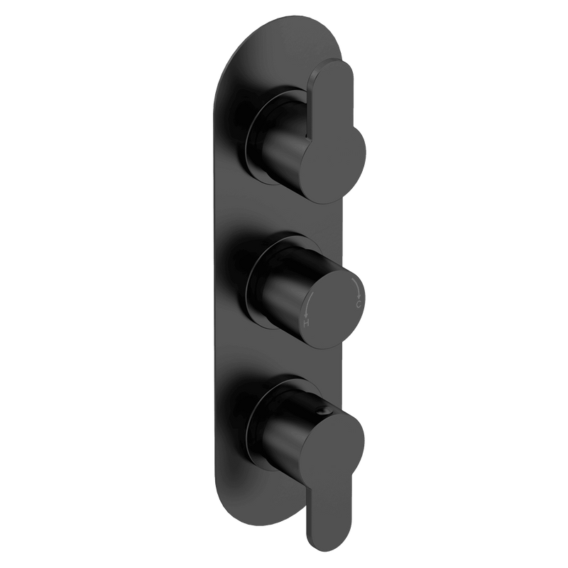 Nuie Arvan Triple Concealed Thermostatic Shower Valve 2 Outlet Matt Black — ARV4TR02