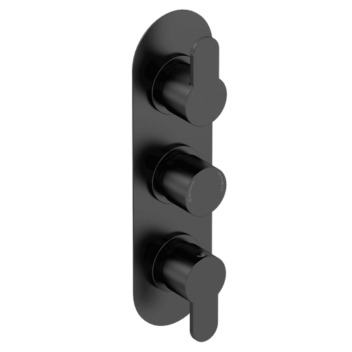 Nuie Arvan Triple Concealed Thermostatic Shower Valve with Diverter 3 Outlet Matt Black — ARV4TR03