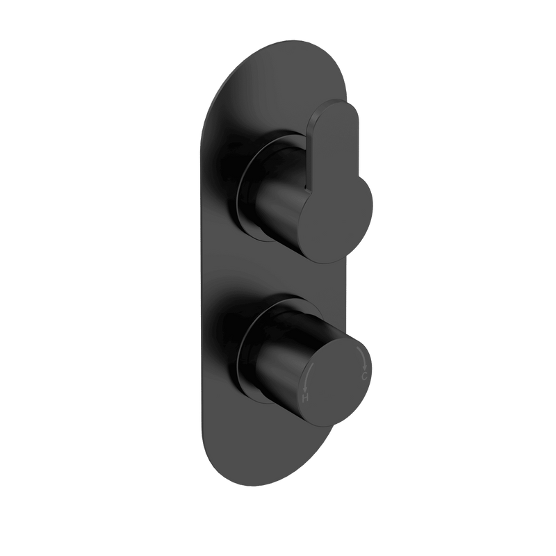 Nuie Arvan Twin Concealed Thermostatic Shower Valve 1 Outlet Matt Black — ARV4TW01