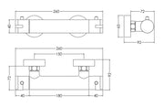 Nuie Arvan Thermostatic Bar Shower Valve Chrome dimensions line drawing
