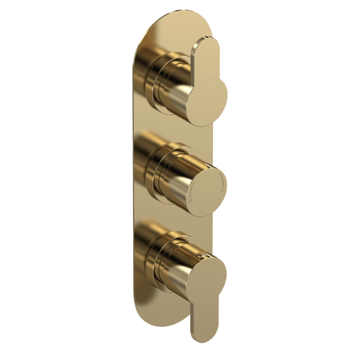 Nuie Arvan Triple Concealed Thermostatic Shower Valve 2 Outlet Brushed Brass — ARV8TR02