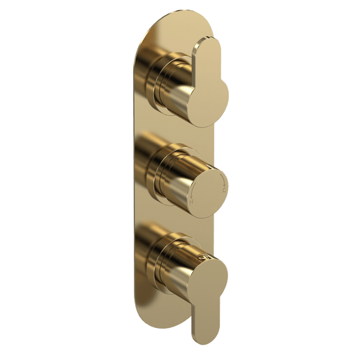 Nuie Arvan Triple Concealed Thermostatic Shower Valve with Diverter 3 Outlet Brushed Brass — ARV8TR03