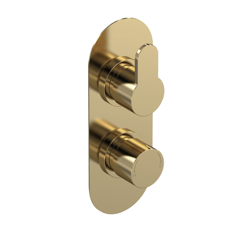 Nuie Arvan Twin Concealed Thermostatic Shower Valve 1 Outlet Brushed Brass — ARV8TW01