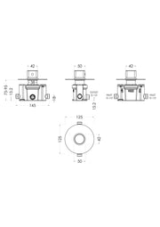Nuie Arvan Thermostatic Temperature Control Shower Valve Chrome dimensions line drawing