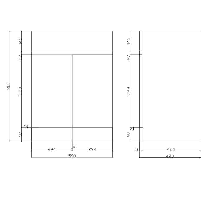 Kartell K-VIT Atlantis 600mm Floor Standing Waterproof 2 Door Unit And Ceramic Basin (ATL600VU)