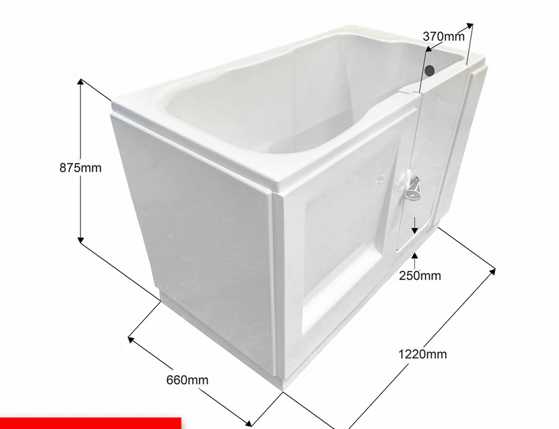 Adagio Flat Top walk-in bath dimensions diagram