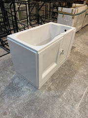 Adagio Flat Top easy access walk-in bath side view showing integral seat