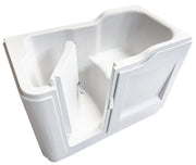 Adagio Round walk-in bath viewed from above showing integral contoured seat