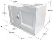 Adagio Square walk-in bath 1220mm x 660mm dimensions diagram