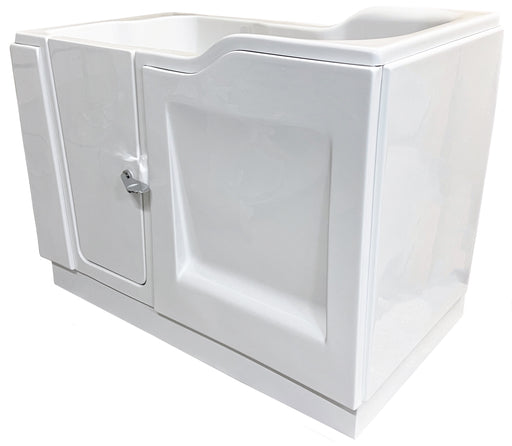 Adagio Square walk-in bath showing wide inward-opening door and integral seat
