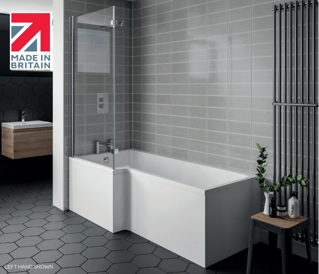 Kartell K-VIT Elite L-Shaped Shower Bath 1500 x 850mm Left Hand (BAT140ELB)