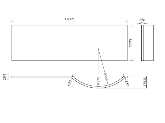 Kartell K-VIT Oblique P-Shaped Shower Bath Front Panel 1700mm (BAT162OB)
