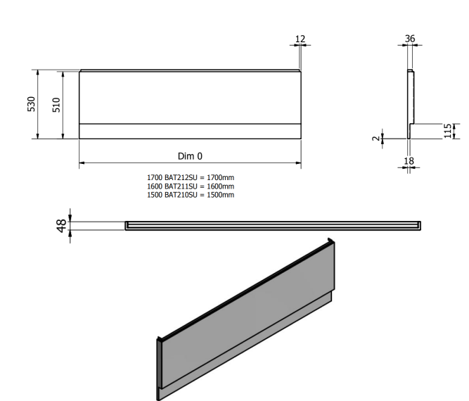 Kartell K-VIT Supastyle Front Bath Panel 1600mm (BAT211SU)
