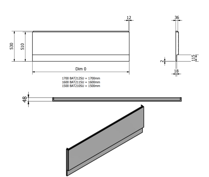 Kartell K-VIT Supastyle Front Bath Panel 1700mm (BAT212SU)