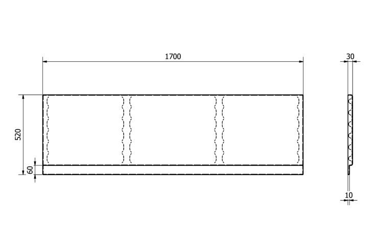 Kartell K-VIT Sonic Reinforced Front Bath Panel 1700mm (BAT244SO)