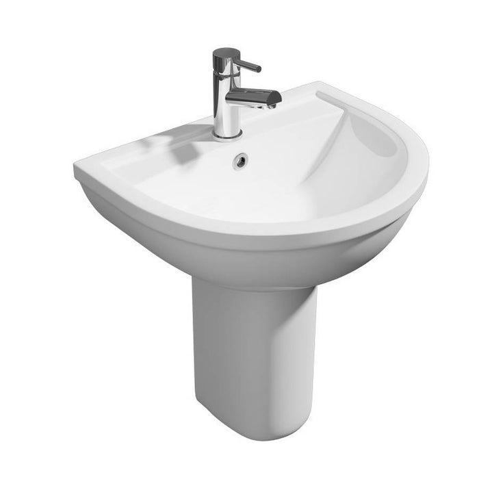 Kartell K-VIT Bijoux 550mm 1 Tap Hole Basin with Pedestal Options – White Gloss (BJX-55BAS)