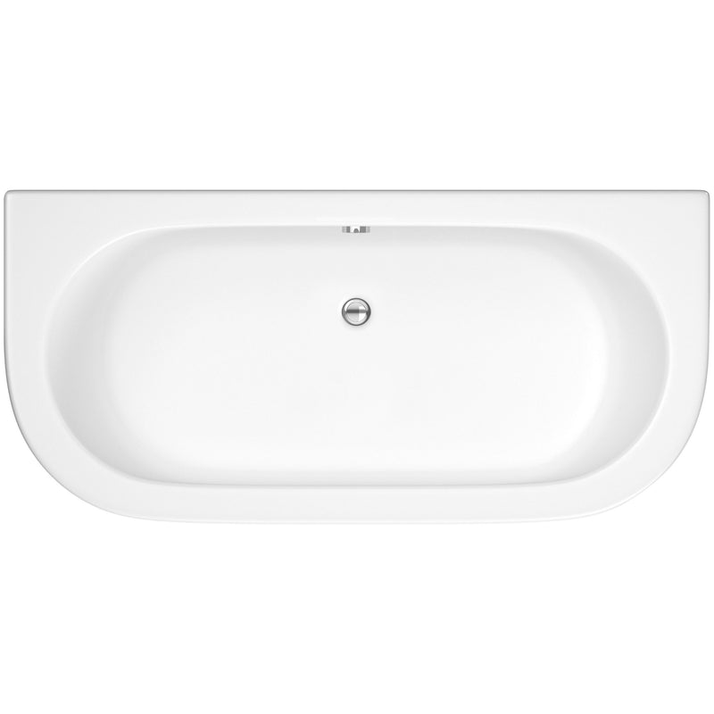 Nuie Shingle Curved Back To Wall Bath with wraparound panel and legs