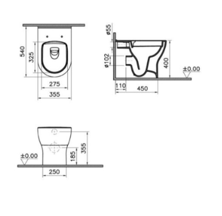 Kartell K-VIT Eklipse Round Back to Wall Rimless WC Pan- White Gloss (EK015RO)