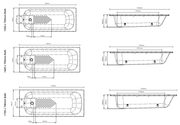 AKW single ended steel bath dimensions drawing 1500 1600 1700mm