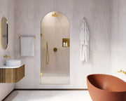 Wall&Water Brooklyn Concrete Brushed 600x600mm tile-effect wet wall panel in a modern bathroom