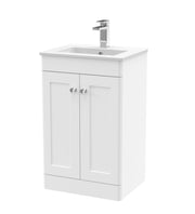 Nuie Classique Floor Standing Vanity Unit with Minimalist Basin - White
