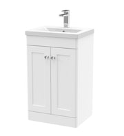 Nuie Classique Floor Standing Vanity Unit with Mid-Edge Basin - White
