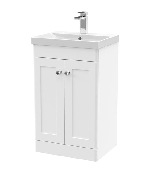 Nuie Classique Floor Standing Vanity Unit with Thin Edge Basin - White