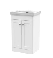 Nuie Classique Floor Standing Vanity Unit with Fireclay Basin (No Tap Hole) - White