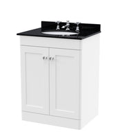 3TH Round Marble Basin FS - White cabinet, Black Marble
