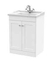 Nuie Classique Floor Standing Vanity Unit with Traditional Basin - White