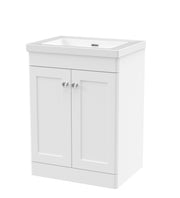 Nuie Classique Floor Standing Vanity Unit with No Tap Hole Fireclay Basin - White cabinet