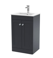 Nuie Classique Floor Standing Vanity Unit with Minimalist Basin - Soft Black