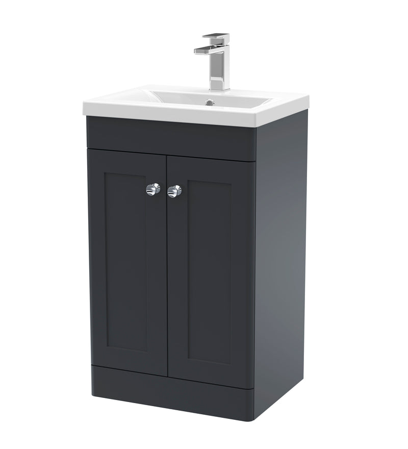 Nuie Classique Floor Standing Vanity Unit with Mid-Edge Basin - Soft Black