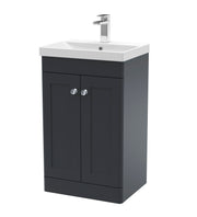 Nuie Classique Floor Standing Vanity Unit with Thin Edge Basin - Soft Black