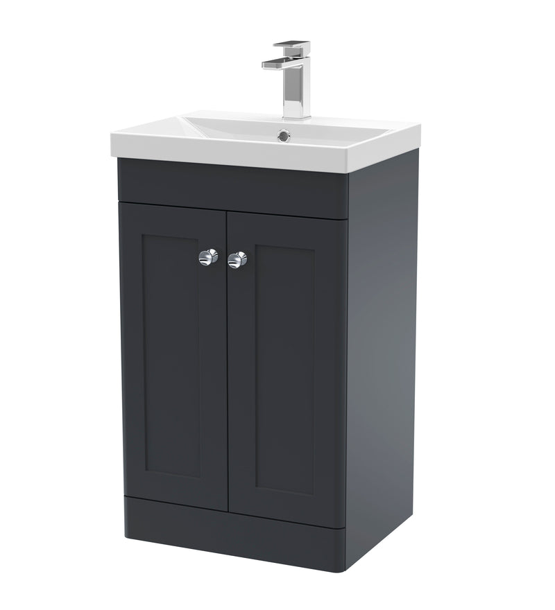 Nuie Classique Floor Standing Vanity Unit with Thin Edge Basin - Soft Black
