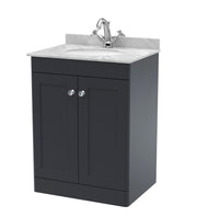 Soft Black cabinet, Grey Marble
