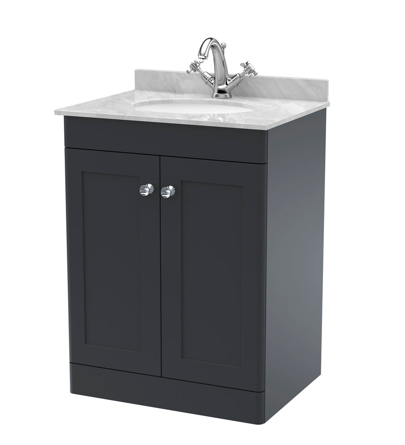 Soft Black cabinet, Grey Marble