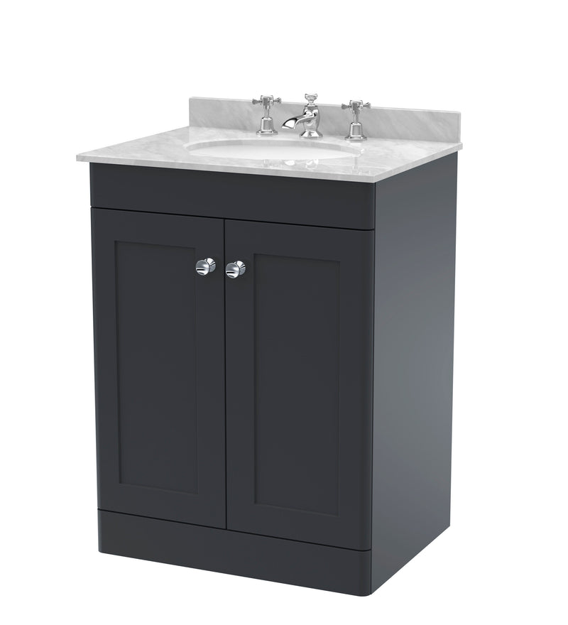 Soft Black cabinet, Grey Marble