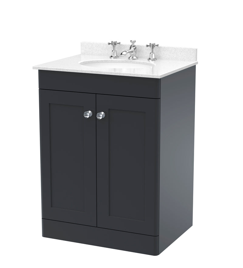 Soft Black cabinet, White Marble