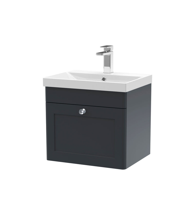 Nuie Classique Wall Hung Vanity Unit with Thin Edge Basin - Soft Black