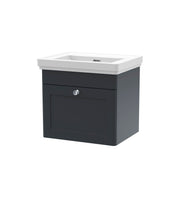 Nuie Classique Wall Hung Vanity Unit with Fireclay Basin (No Tap Hole) - Soft Black