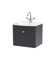 Nuie Classique Wall Hung Vanity Unit with Curved Basin - Soft Black